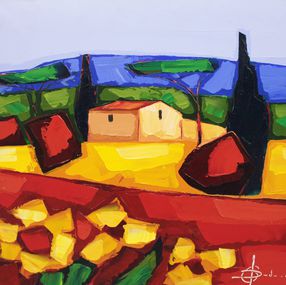 Painting, Champs aux fleurs jaune, Didier Chrétien