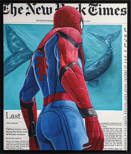 Painting, The Times' Guardian - Spiderman in the metaverse, Benjamin SPaRK