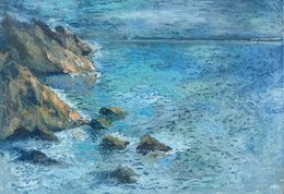 Painting, Seascape Landscape, Sea Painting - Monet Cliff, Dasha Pogodina