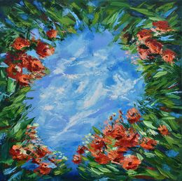 Painting, Flowers Painting African Tree Pohutukawa, Olga Nikitina