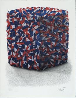 Print, Portrait de compression de drapeaux Français, César Baldaccini
