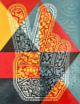 Painting, Peace Fingers Geometric, Shepard Fairey (Obey)