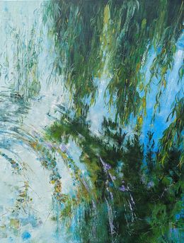 Painting, Reflet arbre, pergola de verdure, Nadine Pillon