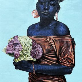 Painting, Love and Flowers - 21st Century, Contemporary, Figurative Portrait, Africa, Women, Taiwo Odejinmi
