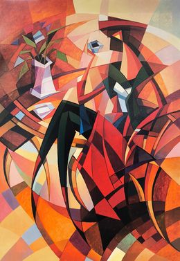 Painting, Reflections at the Cafe, Narek Qochunc