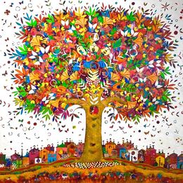 Painting, Arbre de vie blanc, Jean-francois Larrieu