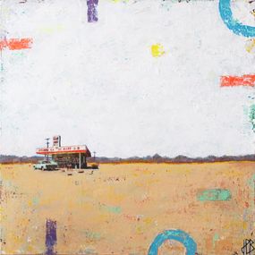 Painting, The gas station, Jean-Philippe Berger