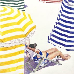 Fine Art Drawings, La plage à Biarritz, Rosario Heins