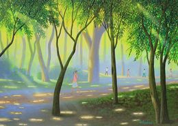 Painting, La promenade, au lever du soleil, Edivaldo Barbosa
