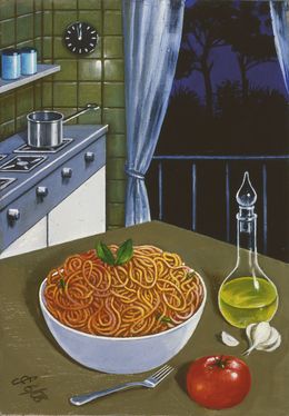 Painting, Spaghetti a mezzanotte, Sergio Ceccotti