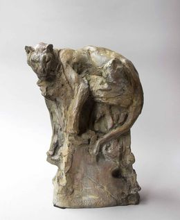 Sculpture, Petit Léopard sur le rocher, Patrick Villas
